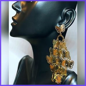 π· π Noir Cascading Butterly Gold Dangle Earrings
